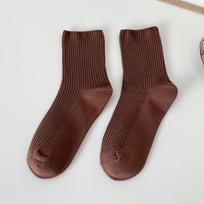 Moteriškos vidutinio ilgio vienspalvės kojinės pavasariui ir rudeniui - Korėjietiško stiliaus universalus dizainas 1 pair ruda