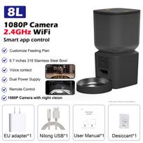8L Automatinis kačių ėdintuvas su 1080p vaizdo kamera, 5G WiFi, kačių maisto dozatorius, išmanusis augintinio diktofonas, Tuya programėlė, automatinis augintinio ėdintuvas black