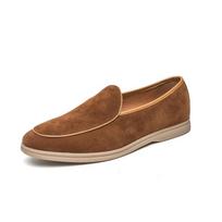 Fashion Simple Light Fashionable Brand Men's Comfortable Leather Business Soft Soled Bean Shoes Men Breathable Anti Slip Driving Shoes 38