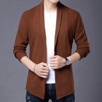Spring Men's Simple Cardigan Fashionable Solid Color Business Knitted Cardigan L