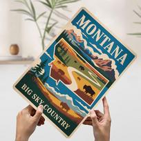 Montana Big Sky Country Travel Metal Poster Custom Wall Art Retro Vintage Tinplate Signs for Man Cave Home Decor Living Room 20x30cm（7.8x11.8inch）