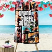 GTA Print Beach Towel, Large Soft Quick Dry Towel for Beach Camping Swimming 70cmx140cm(27x55inch) black
