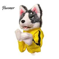 Gyvūnų bokso pirštinės šunims Husky rankinė lėlė, kovos pirštinė žaislas su garsu Pramoginės teminės lėlės efektai, Kung Fu šuo Interaktyvus Dog black