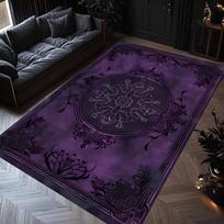 Violetinis Gothic kilimas, Tamsus elegantiškas barokinis kilimas, Puošnus viduramžių mandalos raštas, Retro įkvėptas svetainės dekoras 60*90cm blue