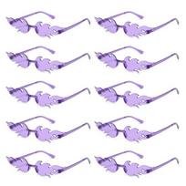 10 Pairs Decorative Glasses Flame Shape with Nose Pads Distortion-Free Lenses Men And Women Photo Prop Glasses for Stage Performance Eyewear violetinė