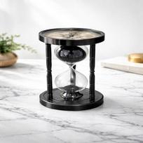 Black Sand Timer Hourglass Decorative Desk Accent Minimalist Modern Home Office Decor Piece black