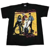 Vintage SONIC YOUTH 1990 GOO 90s Concert Punk Rock Tour Band XL T-Shirt REPRINT XL yellow
