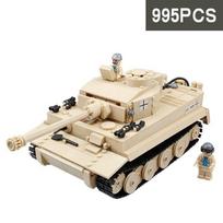 Antrojo pasaulinio karo karinės Vokietijos armijos tigro tanko ginklas statybinių plytų blokų žaislai, modeliai, gimimo dienos Kalėdų dovana berniukams vaikams No Box beige