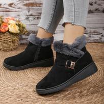 Winter New Fashion Short Suede Round-toe Elevated Flats Casual Side Zipper Comfortable Cold-resistant Warm Women's Boots 39 juoda