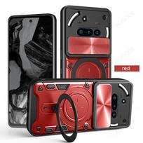 Slide Camera Funda for Nothing Phone 3A Case Ring Stand Protection Back Cover for Nothing Phone 3A Shockproof Phone Capa for Nothing Phone 3A raudona