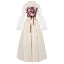 Vintage court medieval tunic dress stage show halloween costume S raudona