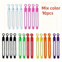 10pcs Reusable Silicone Cable Ties - Multi-Color Elastic Organizer for Headphones, Chargers, Mice & USB Cables, Travel-Friendly Storage Solution 10pcs