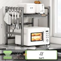 Double-Layer Pull-Out Microwave and Rice Cooker Shelf gray