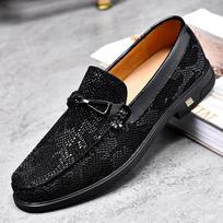 Luxury Brand Metal Buckle Loafers Men High-quality Business Formal Shoes Low Heeled Luxury Casual Genuine Leather Wedding Shoes 37