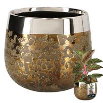Round Gold Flowerpot Mirror Effect 12.5 cm Ceramic Flower Pot