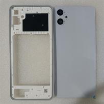 For Samsung Galaxy A05 A055 Phone Housing Middle Frame+Battery Back Cover Case Panel Lid Rear  With Camera Lens juoda