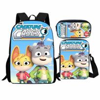 Animal Detective Team Elementary School Bag Three-Piece Cartoon The Creature Cases Backpack Crossbody pencil bag