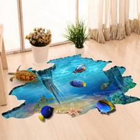 3D jūros povandeninio pasaulio žuvų vėžlių sienų lipdukai kambario sienų grindų lipdukai 1pc
