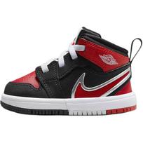 Jordan Air Jordan 1 Abrasion Resistant Mid top Toddler Shoes Black Red Infant And Toddler FQ1283-006 23.5 raudona