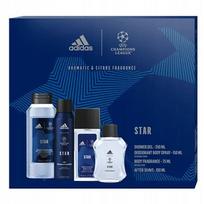 Rinkinys: ADIDAS UEFA CHAMPIONS AS 100ml + dušo gelis 250ml + purškiklis 150ml + DNS 75ml, 2 vnt.