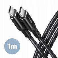USB-C laidas BUCM-CM10AB, USB-C 2.0, 1m, PD 60W, 3A, ALU, pintas, juodas