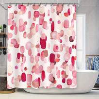 Watercolor Polka Dot Shower Curtain Pink Red White Colorful Bath Decor Polyester Fabric Waterproof Rod Pocket Home Bathroom Deco 90x180cm pink
