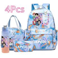 4 vnt./rinkinys Anime K-Pop spausdintas kuprinė, rankinė, pieštukinė su 750 ml vandens buteliuku paaugliui berniukui, mergaitei mokyklos krepšys, didelės talpos krepšys knygoms, vaiko dovana