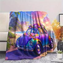 Car Print Flannel Blanket, High quality Comfortable for All Seasons, Home Decor, Warmth and Comfort, Perfect for Christmas Gifts 80cm x 120cm