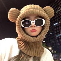 Beck Cute Bear Knit Balaclava Neck Warmer black