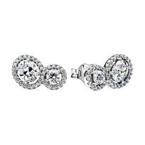 Pandora Brand Logo Design 925 Silver Earrings Women earrings 293774C01-1 Shopping Bag