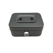 11.5*8.5*5.8cm Key with Handle Lock Cash Box Metal Small Cash Storage Box with Handle with Lockable Cover Money Organizer Kids pilka spalva