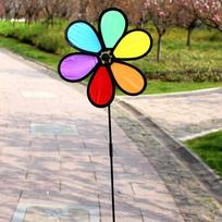 Colorful Rainbow Dazy Flower Spinner Wind Windmill Garden Yard Outdoor Decor onesize black