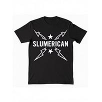 European sizes  SlumERICAN  Graphic Tee -Cotton, Crew Neck, Short Sleeve, Regular Fit - Casual Wear for Men - Ideal for Running S