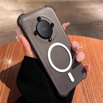 Case for HONOR X9b,X9a Cute Airbag Corner Pastel Matte Magnetic Casing Semi Shockproof Phone Cover HONOR X9b matinė juoda spalva