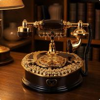 Telefonas Muzikinė Dėžutė Antikvarinio Stiliaus Vintažinis Ornamentas Puošnus Sukamas Telefonas Dekoras Darbo Kambariui, Brown Heart beige