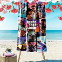 GTA spausdintas paplūdimio rankšluostis, didelis minkštas greitai džiūstantis rankšluostis paplūdimiui, stovyklavimui, plaukimui 70cmx140cm(27x55inch)