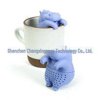 Silikoninis begemoto arbatos sietelis - Kūrybiškas begemoto arbatos virimo indelis ir namų dovana Gray Hippo Tea Infuser gray