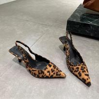 Fashion SUOJIALUN 2025 Spring Brand Women Sandal Fashion Leopard Print Ladies Elegant Slingback Shoes Pointed Toe Thin High Heel Pumps 35