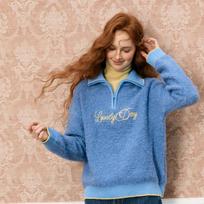 Sancai 2025 Winter Letter Embroidered Turn-down Collar Pullover Sweater M 160/84A