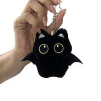 Black Cat Plush Keychain Ghost Wing Cute Kitty Key Chain Stuffted Plaything Pendant Lovely Backpack Accessories Kawaii Bag Pendant black