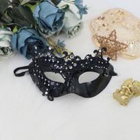 Half-Face Mask Lightweight Lace Mask Rhinestone Mask Elegant For Halloween Masquerade Prom juoda