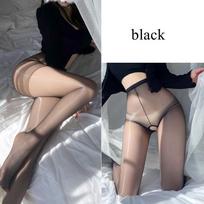Women Oil Shiny High Waist Pantyhose Sexy Ultra Thin Open/Close Crotch Transparent Stockings Tights Party Club Intimate Underwe Open Crotch black