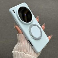 For vivo X300 Pro Case Liquid Silicone Anti Fingerprint Magnetic Ring Bracket Protect Case For vivo X300 Shell shockproof Bumper vivo X300 Pro dangaus mėlyna spalva