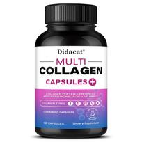 Didacat Multi Collagen Capsules with Hyaluronic Acid & Vitamin C, Collagen Peptides Types I II III V X 120 Count 120PCS black