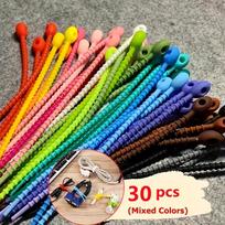 Silicone Cable Ties 30Pcs Reusable Cord Organizer 12Cm Flexible Rubber Strap Multi-Color Utility Fastenerhome Organization