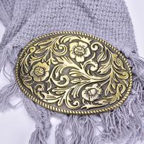 Naujos mados Vakarų senovinių gėlių vyriškos diržo sagtys Cowboy Native beige