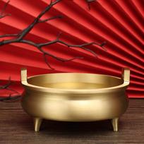 Tangteng pure brass incense burner Daming Xuande large mosquito coil disc incense burner incense incense for Buddha incense burner indoor incense beige