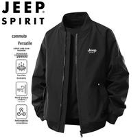 JEEP SPIRIT Men's Solid Color Casual Baseball Jacket XL juoda