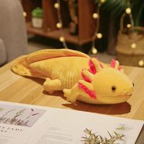 45cm Kawaii Spalvingas Naujas Gylys Pliušinis Žaislas Iškamša Mielas Aksolotlis Salamandra Purus Pliušinis Žuvis Nuraminantis Ilgas Pagalvės Pagalvėlė Vaikams Dovana 45cm geltona
