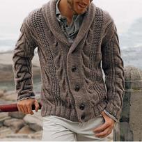 Knitted Cardigan Men's Single-breasted Loose Models Coarse Needle Sweater Men's Spring and Fall Outer Wear M